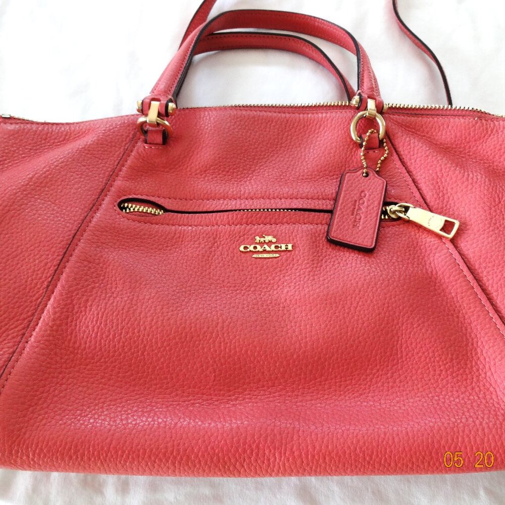 Coach Authentic Shoulder Bag - Pink Pebble Leather with crossbody strap